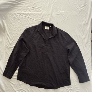Baird McNutt Murano No Button Shirt Mens XL  Black  Linen Blend Travel